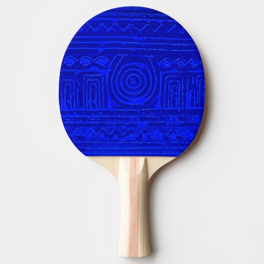 Ancient Sumerian Mesopotamian Pattern Blue Tafeltennisbatje (Voorkant)
