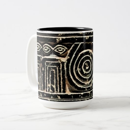 Ancient Sumerian Mesopotamian Pattern Tweekleurige Koffiemok (Voorkant links)