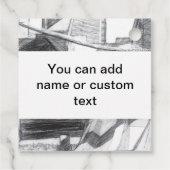 Ancient voetbridge pencilart Monochrome Bedankjes Labels (Achterkant)