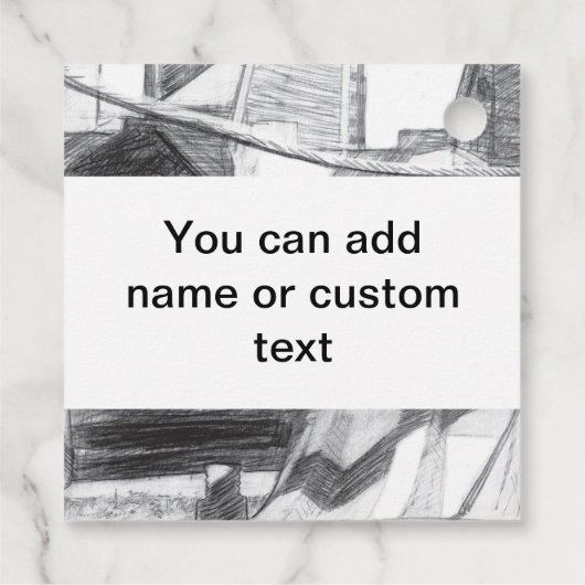 Ancient voetbridge pencilart Monochrome Bedankjes Labels (Achterkant)