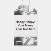 Ancient voetbridge pencilart Monochrome Cadeaulabel (Achterkant)