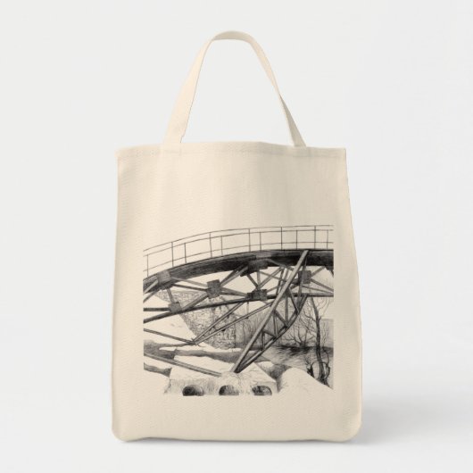 Ancient voetbridge pencilart Monochrome Tote Bag (Voorkant)