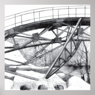 Ancient voetbrugpencilart poster