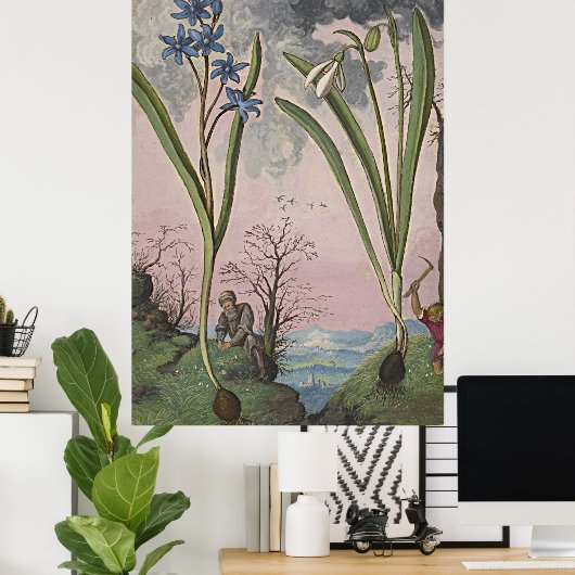 Anciënte botanische kunstsnede poster (Thuiskantoor)