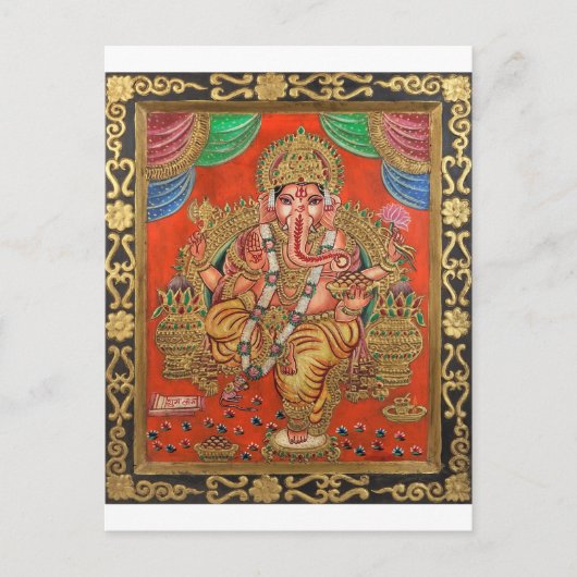 ANCIENTE GANESH HAND PAINTINTINING BRIEFKAART (Voorkant)