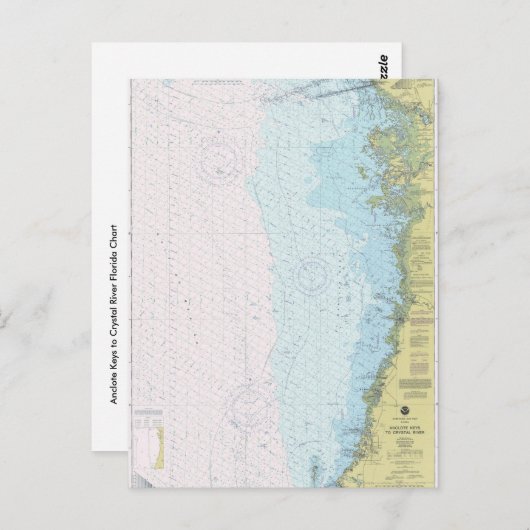 Anclote Keys to Crystal River Nautical Chart Postc Briefkaart (Voorkant / Achterkant)