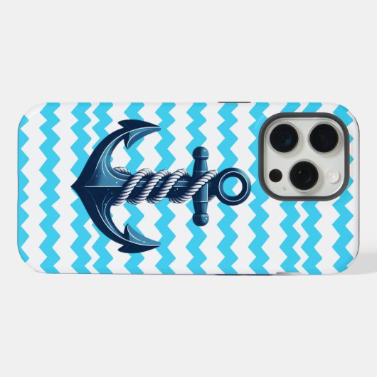 Ancrage bleu avec vagues bleues (Verso Horizontal)