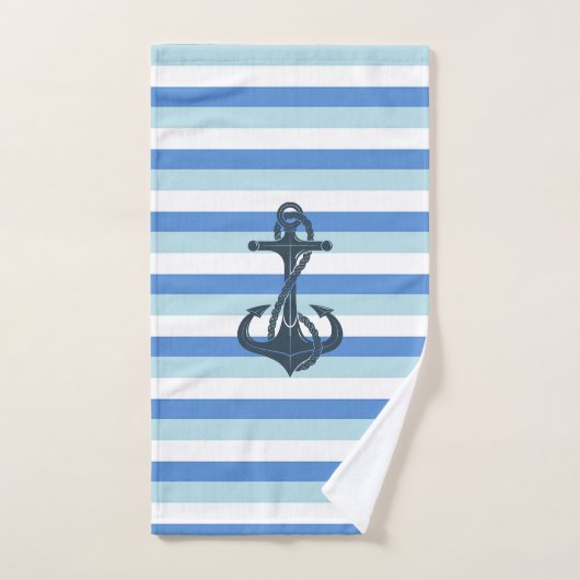 Ancrage bleu doux, marine (Serviette à main)