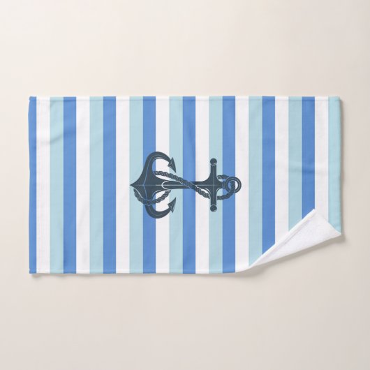 Ancrage bleu doux, marine (Serviette à main)