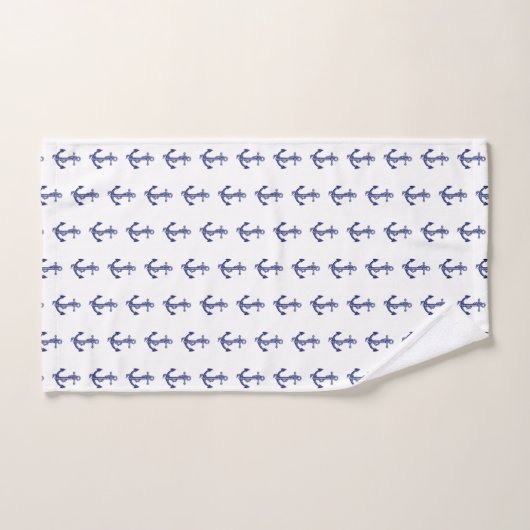 Ancrage bleu et blanc (Serviette à main)