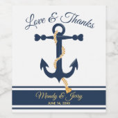 Ancrage bleu mariage étiquette de vin personnalisé (Étiquettes simples)