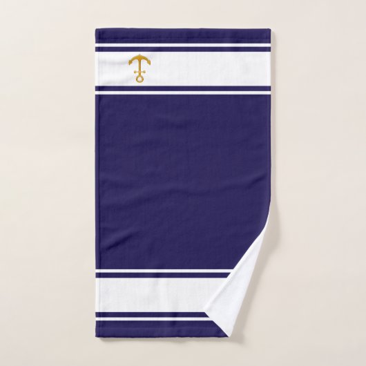 Ancrage bleu marine et blanc (Serviette à main)