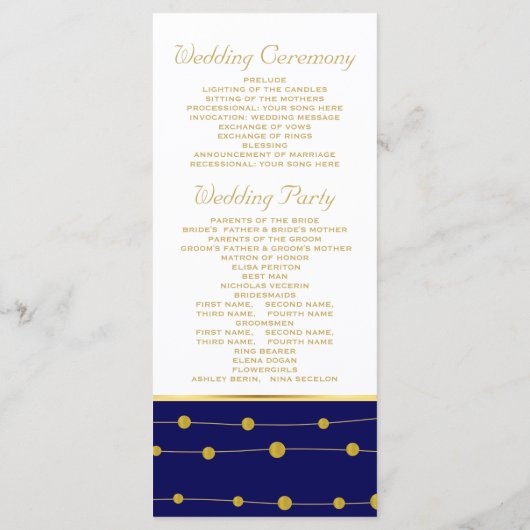 Ancrage de feuille d'or programme de mariage nauti (Dos)