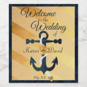 Ancrage en feuille dorée mariage étiquette à vin (Étiquettes simples)