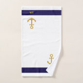Ancrage et calligraphie nautique sur blanc & bleu  (Serviette à main)