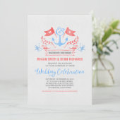 Ancrage nautique corail bleu invitation mariage (Debout devant)