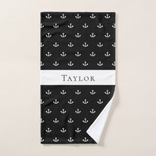 Ancrage nautique noir blanc monogramme hommes gars