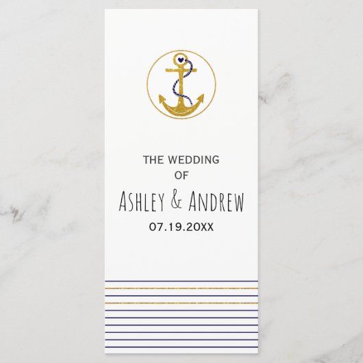 Ancrage or et rayures programme de mariage nautiqu (Devant)