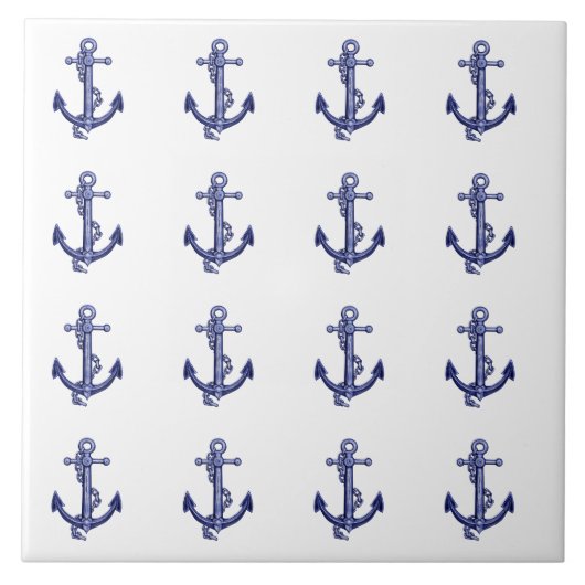 Ancrages marins bleus et blancs carreaux de cérami (Devant)