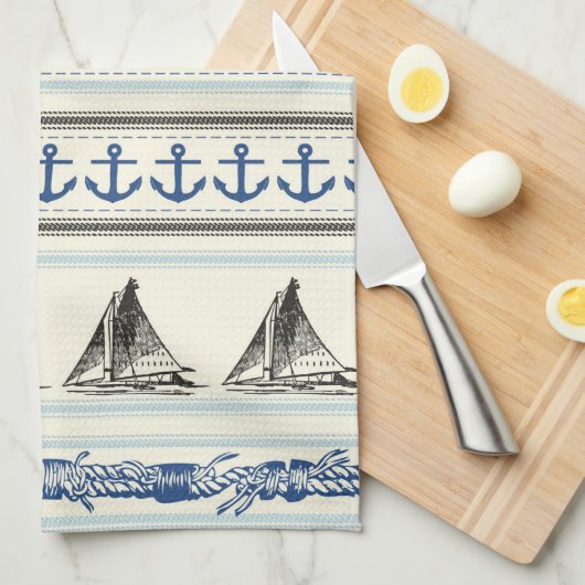 Ancre à voile Corde nautique Serviette de cuisine (Quart Plié)