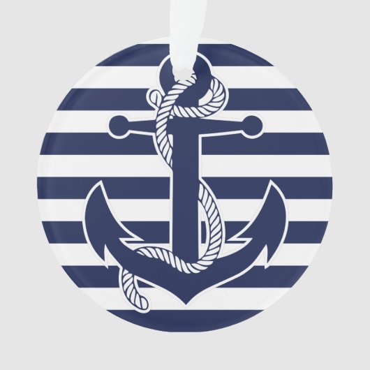 Ancre acrylique bleue de l'ornement de Noël autiqu (devant)