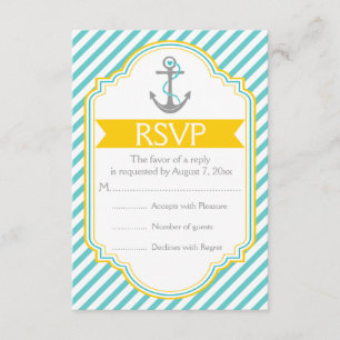 Ancre aqua, mariage nautique jaune RSVP