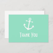 Ancre bateau Merci Cartes de notes (Vert pâle) (Devant / Derrière)