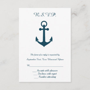 Ancre blanche et bleu marine Mariage RSVP Réponse