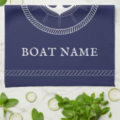 Ancre blanche marine bleue personnalisée Serviette (Plié)