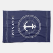 Ancre blanche marine bleue personnalisée Serviette (Horizontal)