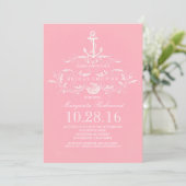ancre blanche nuptiale rose nautique invitation (Debout devant)
