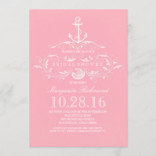 ancre blanche nuptiale rose nautique invitation