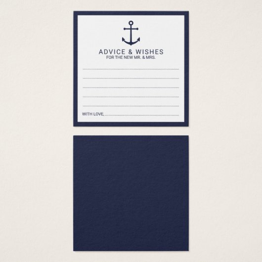 Ancre Bleu marine Nautique Mariage Conseils et voe (Devant & derrière)