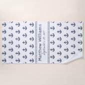 Ancre bleu marine  personnalisée Serviette de plag (Devant)