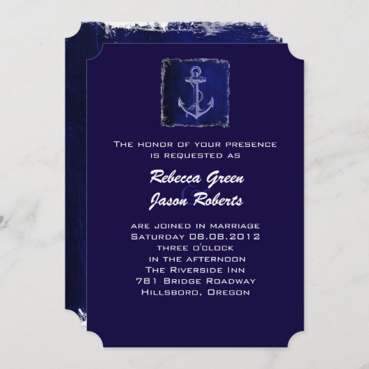 ancre bleu rustique faire-part de mariage nautique (Devant / Derrière)