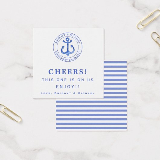 Ancre bleue - Billet de boisson Mariage nautique (Bureau)