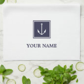 Ancre Bleue Marine Blanche Serviettes de cuisine p (Plié)