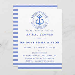 Ancre bleue marine Invitation de douche nuptiale