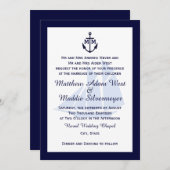 Ancre bleue marine Invitations de mariage au monog (Devant / Derrière)