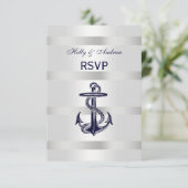 Ancre Bleue Marine Nautique Argent Blanc V RSVP (Debout devant)