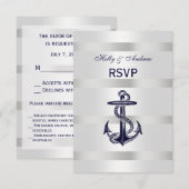 Ancre Bleue Marine Nautique Argent Blanc V RSVP Me (Devant / Derrière)
