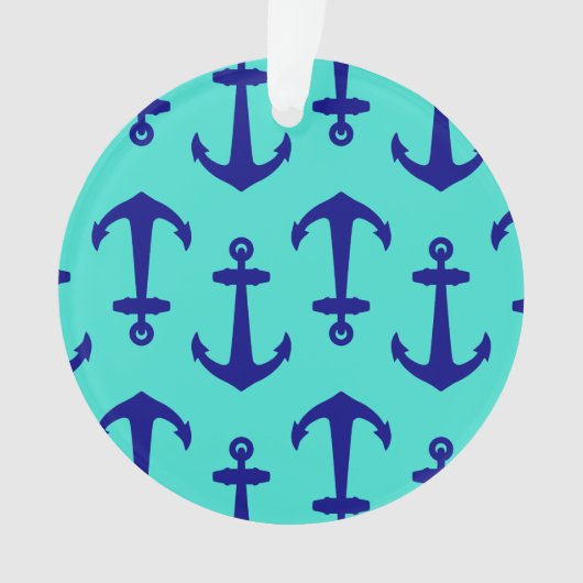 Ancre Bleue Marine Sur Décor Côtier Turquoise (devant)