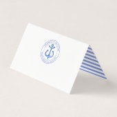 Ancre bleue marine | Table Mariage / Carte de plac (Dos)
