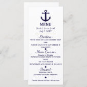 Ancre Bleue Nautical Beach Menu Card (Devant / Derrière)