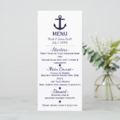 Ancre Bleue Nautical Beach Menu Card (Debout devant)