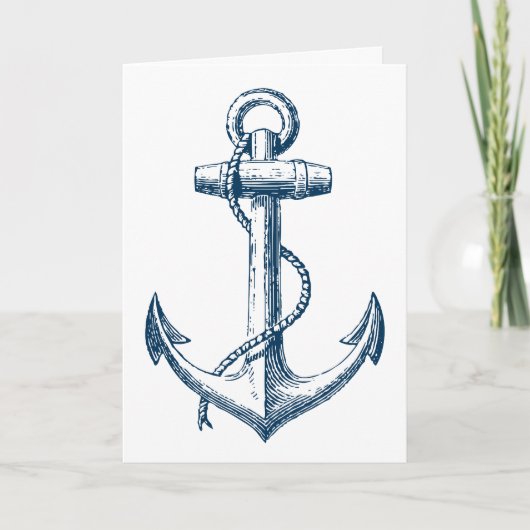 Ancre Carte de voeux nautique Cadeau Marine bleu b (Devant)