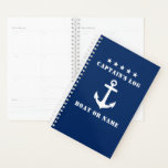 Ancre classique nautique 5 étoiles Journal de bord<br><div class="desc">Ancre nautique classique et 5 étoiles Capitaine's Log Marine Blue Day Planner.</div>