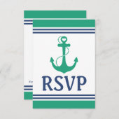 Ancre Coeur Vert Monogramme Mariage RSVP (Devant / Derrière)
