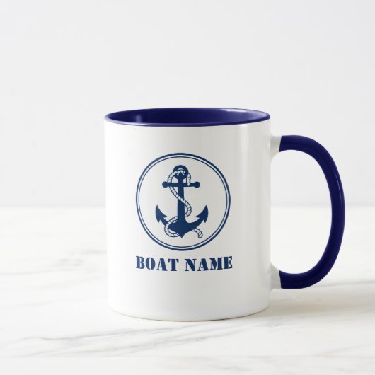 Ancre & corde Ajouter Nom de bateau Mug (Droite)