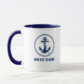 Ancre & corde Ajouter Nom de bateau Mug (Gauche)